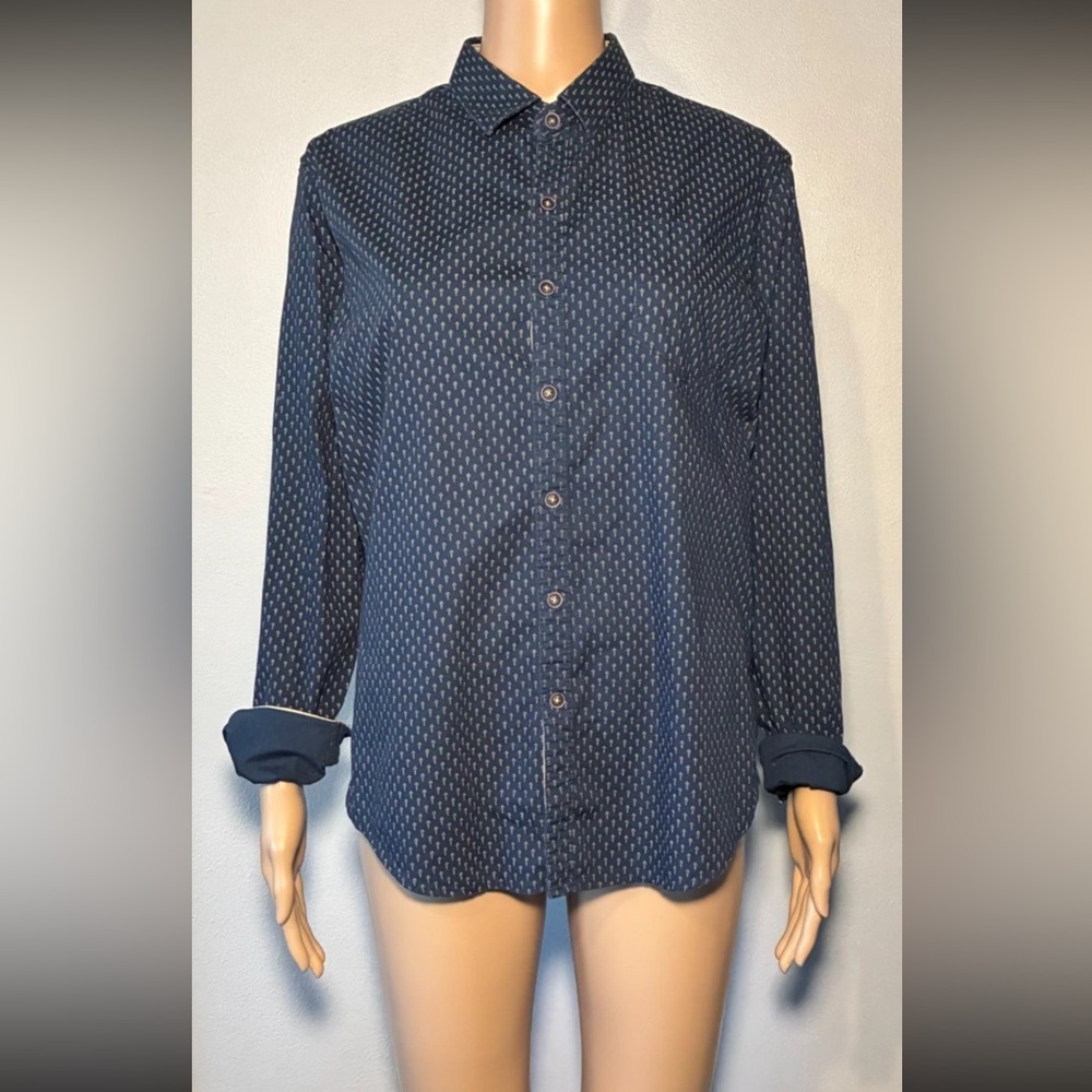 Craft + Flow Men's Shirt Size S Geometric Pattern Button Down Long Sleeve Cotton